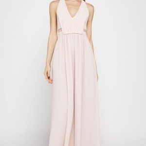 BCBG Generation Sleeveless Lace-Inset Halter Gown